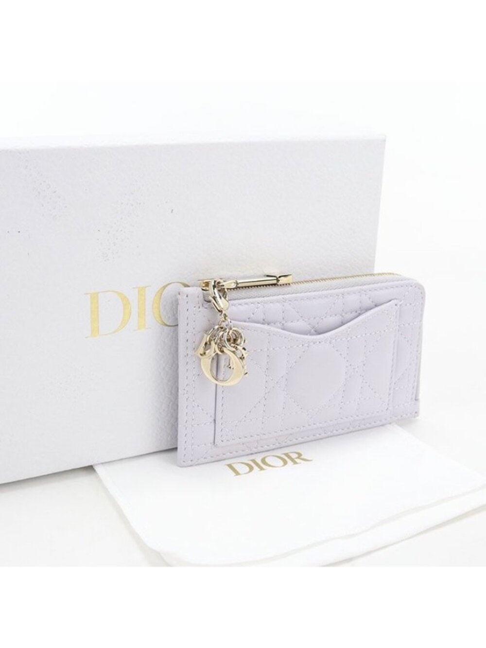 Dior Cosmos Zip Card Case Fragment Lady Dior Coin Purse Lambskin